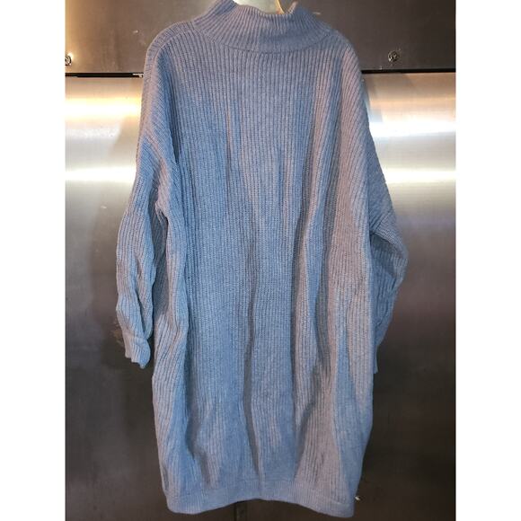 Nap Womens Button Up High Neck Pocket Wool Cardigan Sweater Blue Sz 2XL - Picture 4 of 8